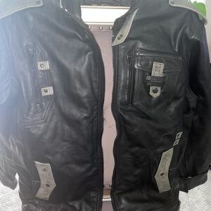 Black JAMIN LEATHER.COM Motorcycle Black & Grey XL Jacket